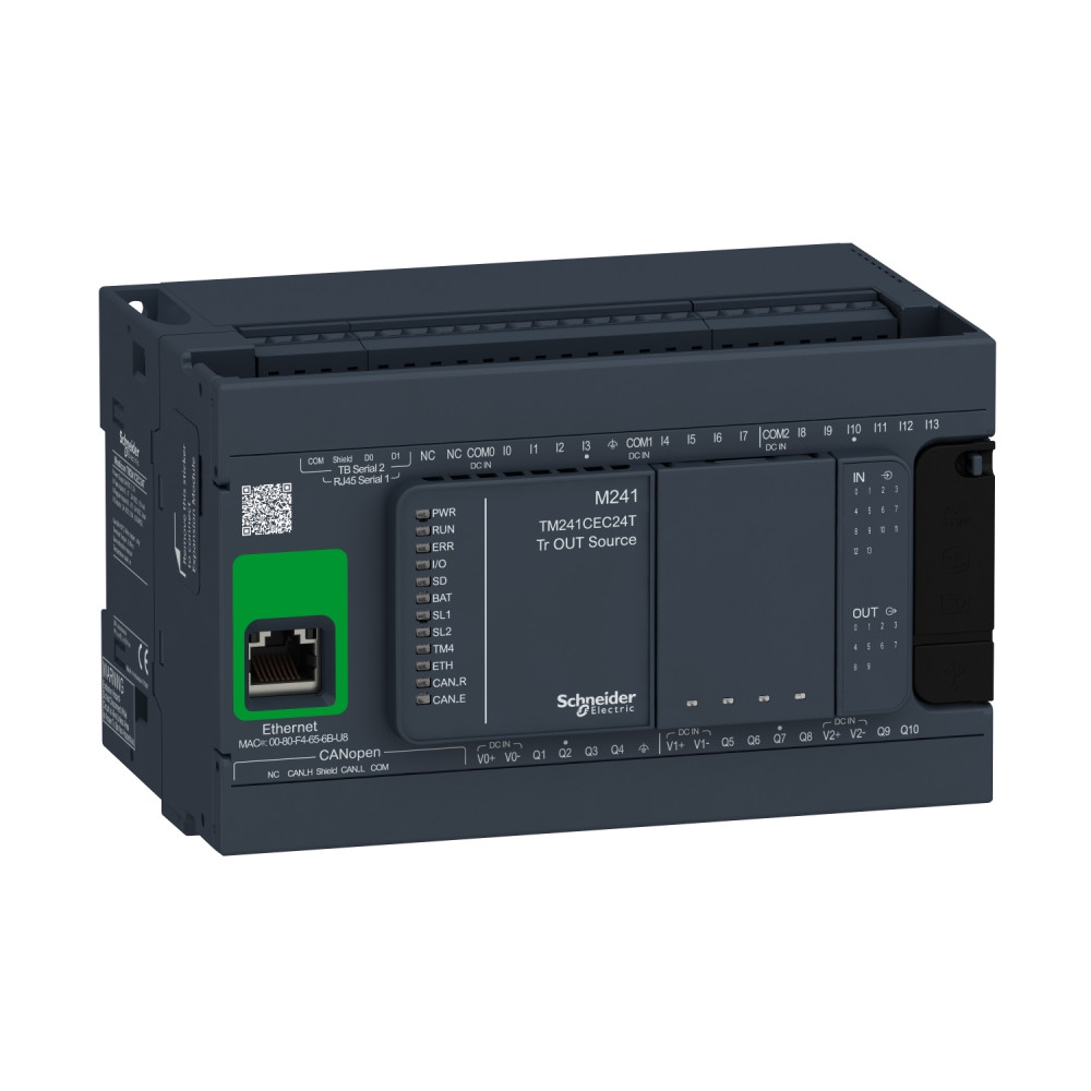 Schneider TM241CEC24T Controller M241 - 24 I/O Transistor PNP with Ethernet & CAN Master