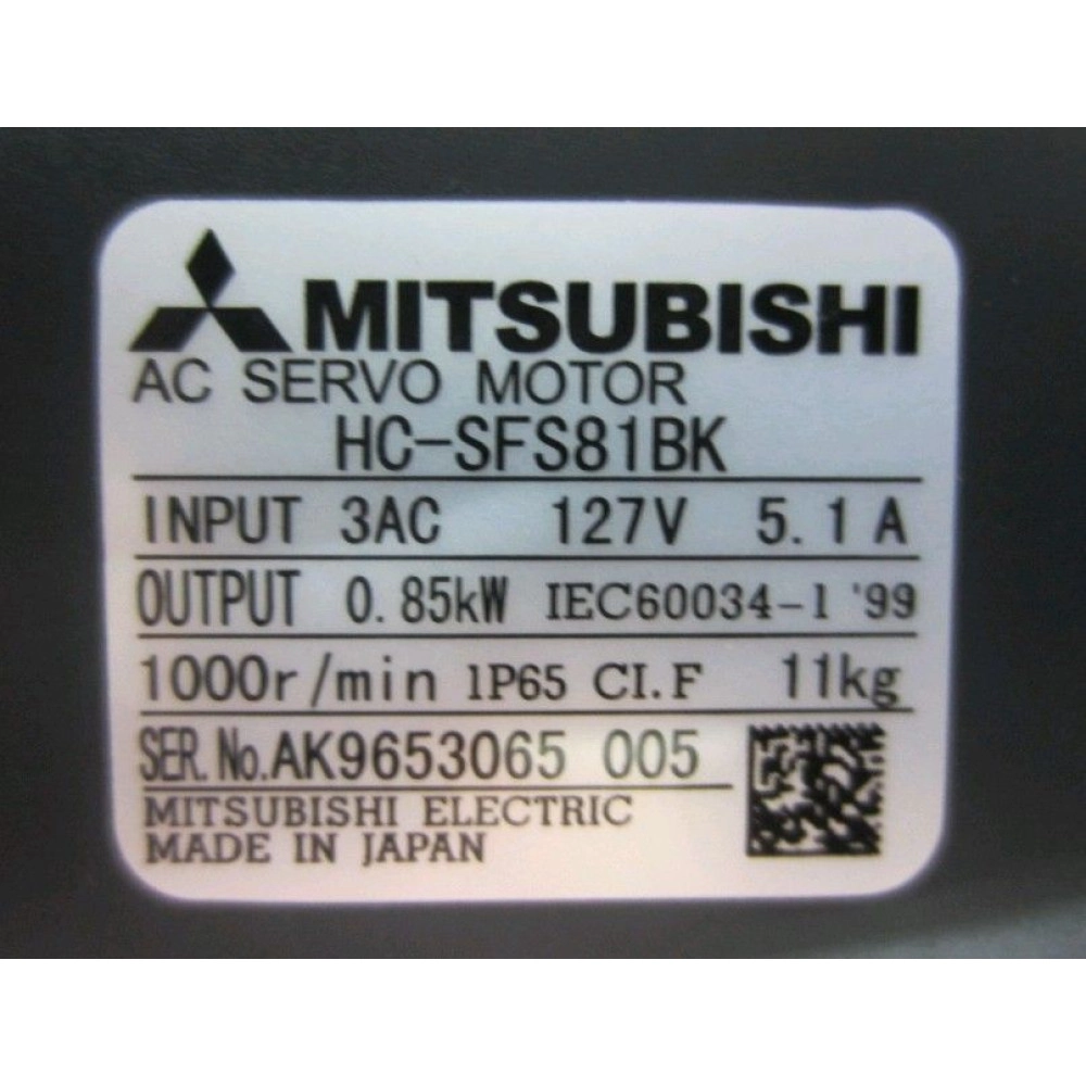 Mitsubishi HC-SFS81BK High-Performance Servo Motor